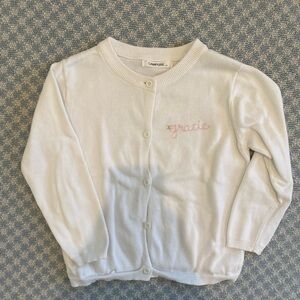 White Cardigan with “Gracie” monogram